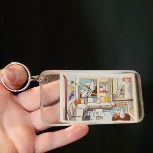 Imperfect Resin Artistic Rectangular Keychain with Colorful Design